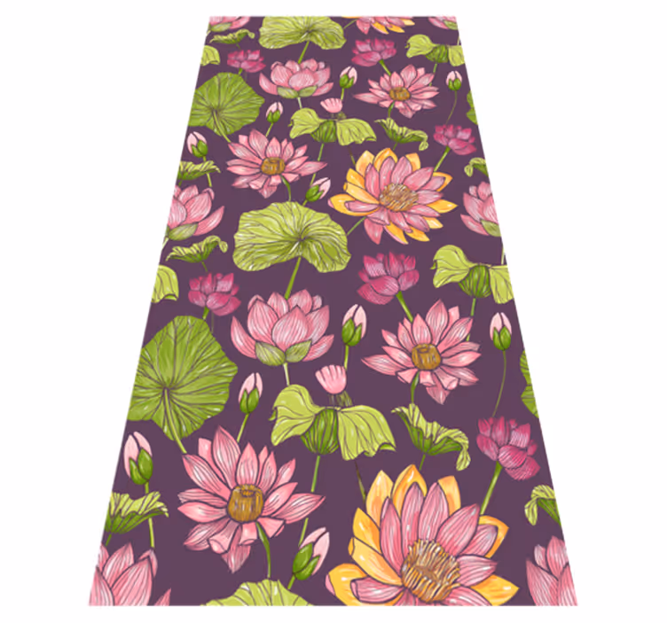 Nature rug with lotus leaves and flowers - TenStickers