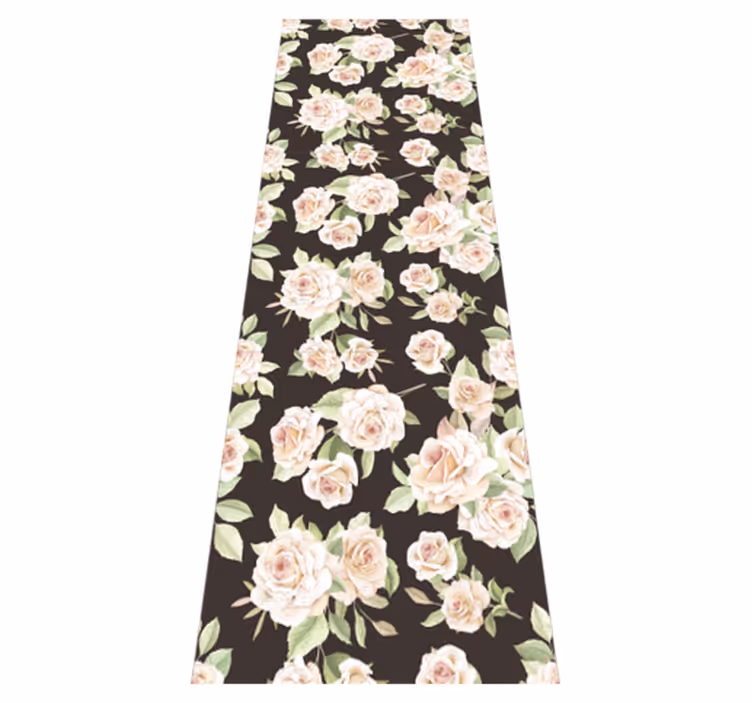 Nature rug white rose on black background - TenStickers