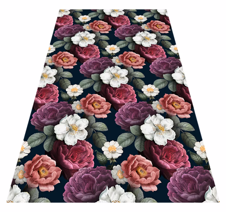 Nature rug with white flower petals design - TenStickers