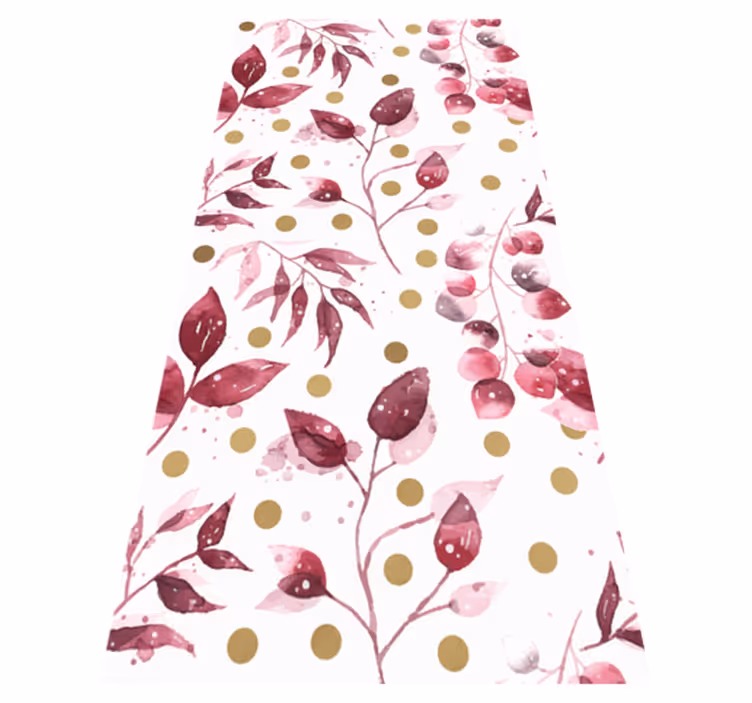 Nature rug burgundy leaves with golden dots - TenStickers