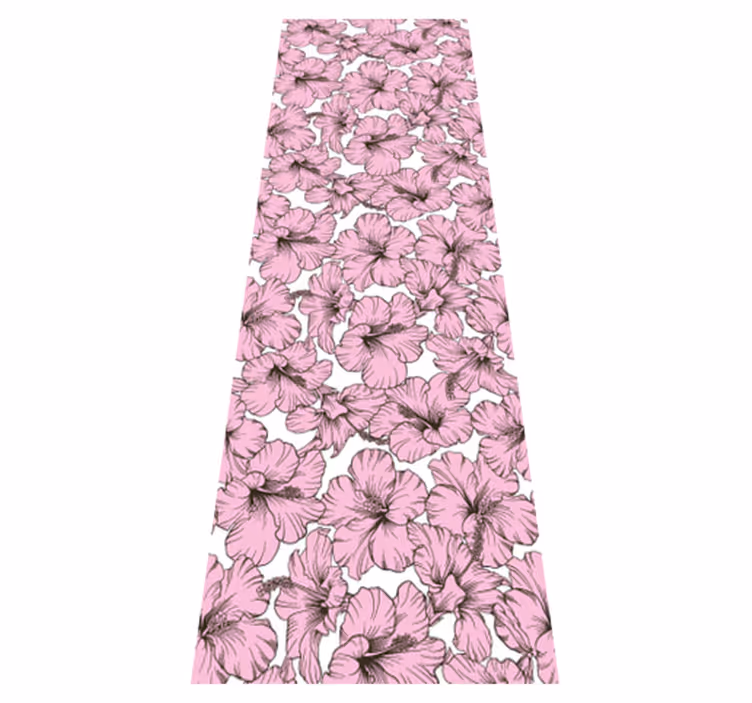 Nature rug with pink hibiscus flower pattern - TenStickers