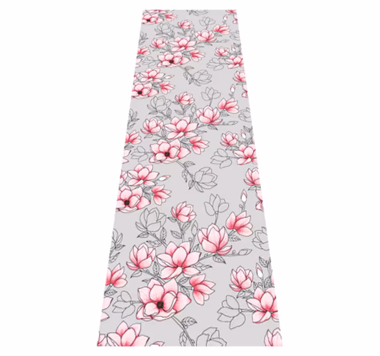 Nature rug with multiple magnolia flowers on silver - TenStickers