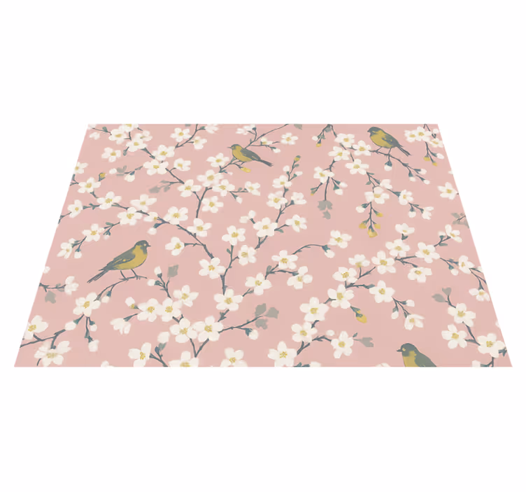 Nature rug pink orchard birds - TenStickers