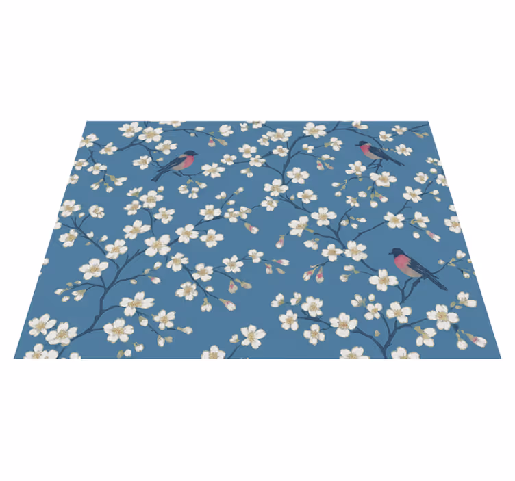 Nature rug blue orchard birds - TenStickers