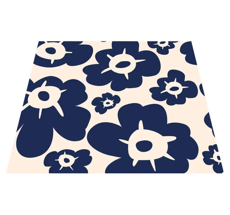 Nature rug dark blue poppy design - TenStickers