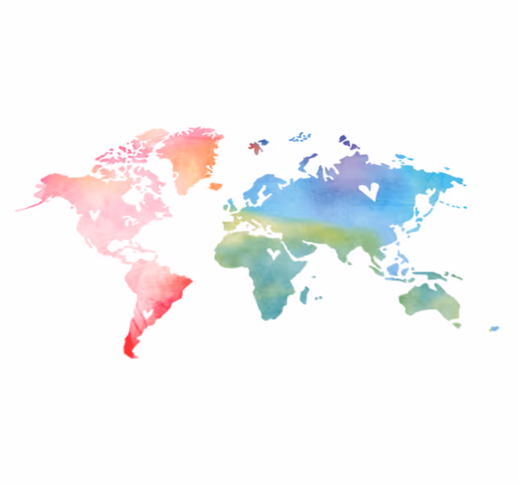 Map rug watercolor world map vinyl texture - TenStickers
