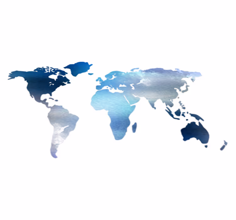 Map rug watercolor world map in blue tones - TenStickers