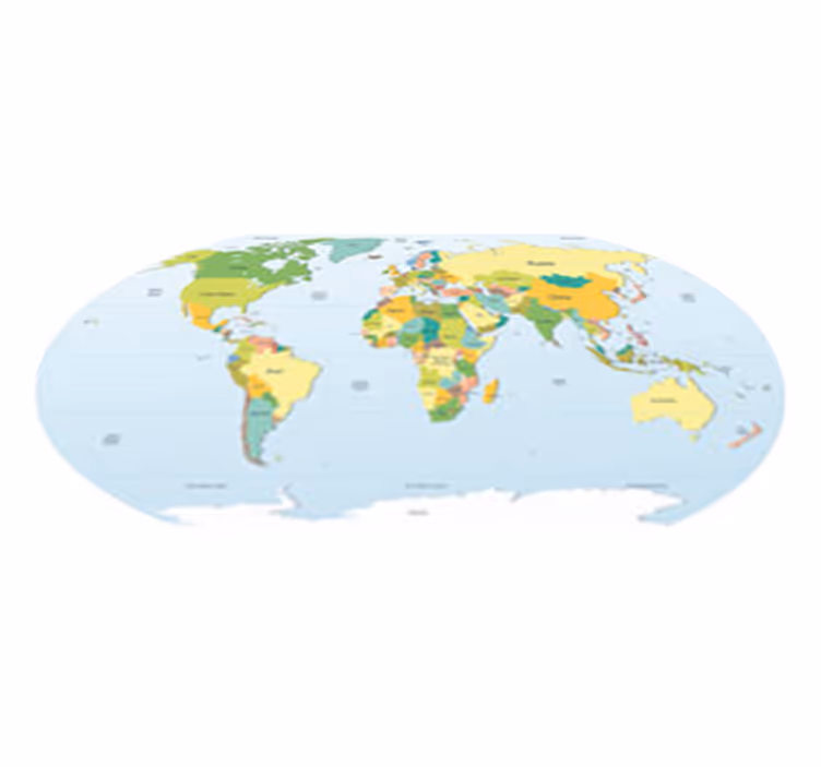 Map rug world political map decor - TenStickers