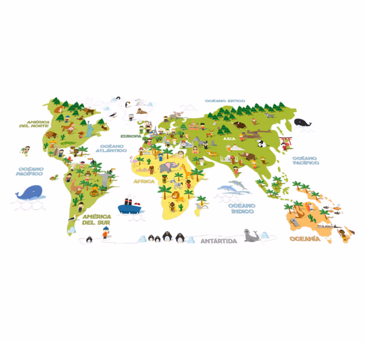 Map rug world map for kids by countries - TenStickers