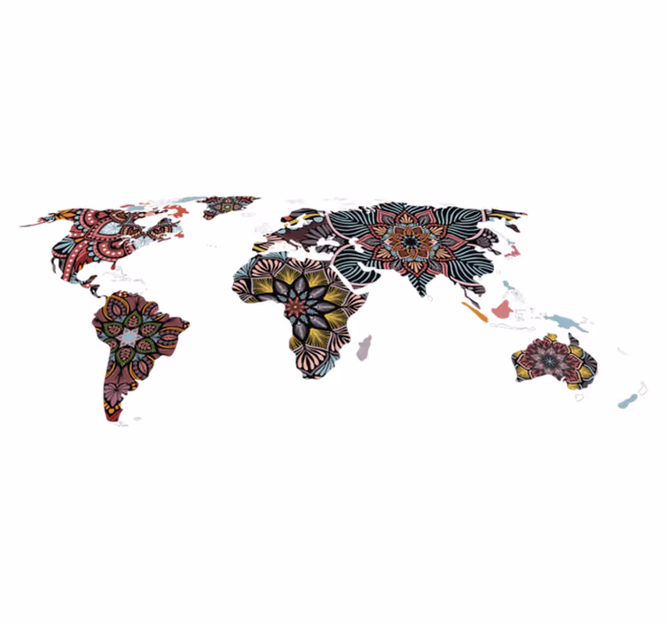 Map rug mandala world map - TenStickers