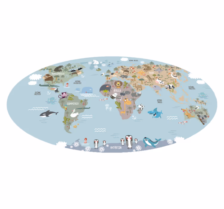 Map rug pastel world map for kids - TenStickers