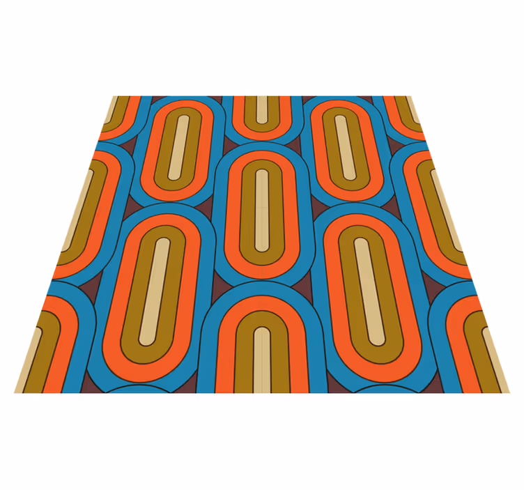 Vintage rug in retro round blue design - TenStickers