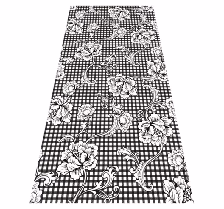 Vintage rug in black and white gingham pattern - TenStickers