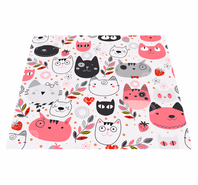 Animal mat illustrated cats - TenStickers