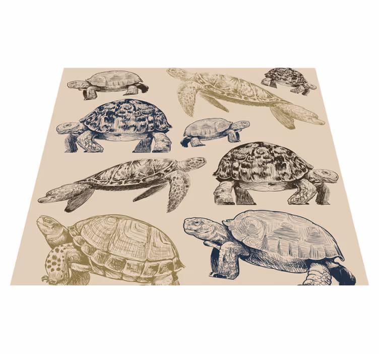 Turtles beige background animal mat - TenStickers