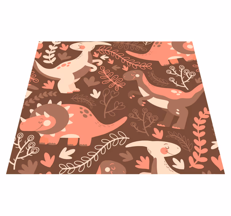 Animal mat dinosaurus and leaves wallpaper - TenStickers
