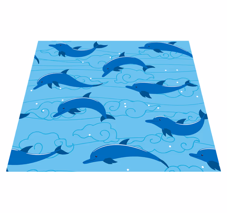Animal mat sky with clouds and dolphins design - TenStickers