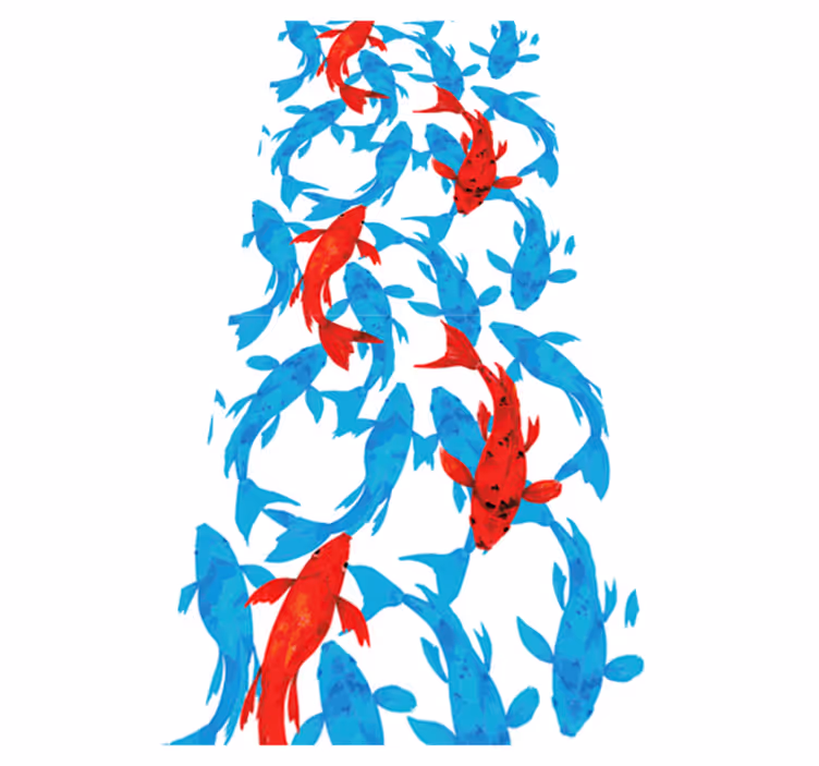 Animal mat shoal of fish with red accent - TenStickers