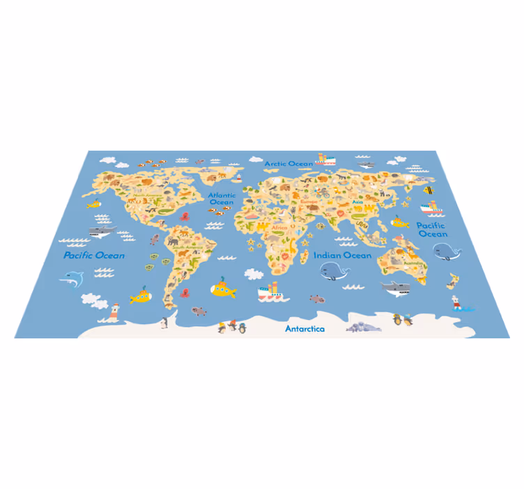 Map rug for english children - TenStickers