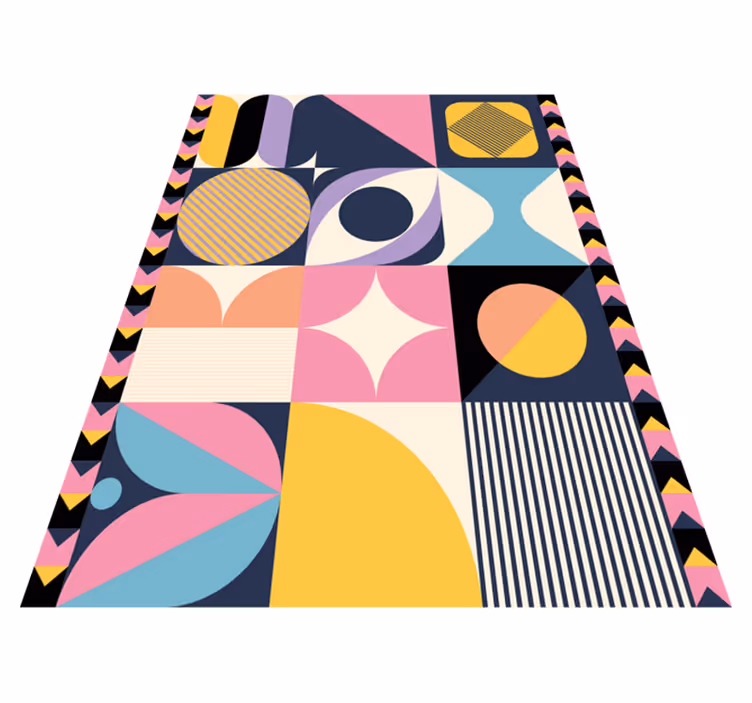 Modern rug featuring geometric art with figures - TenStickers