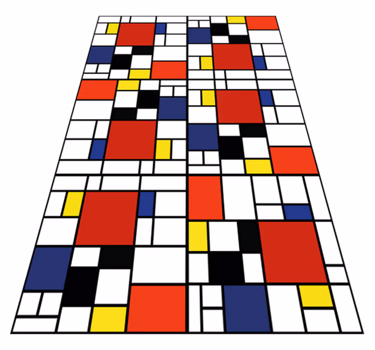 Modern rug in abstract color blocks - TenStickers