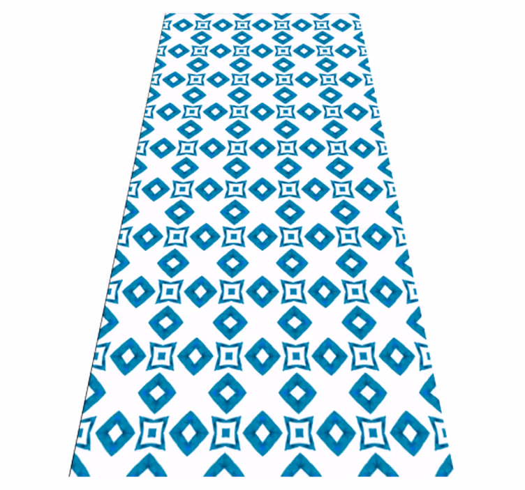 Texture rug with geometric blue diamond design - TenStickers