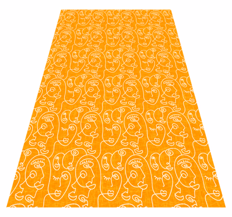 Texture rug of abstract orange drawn women - TenStickers