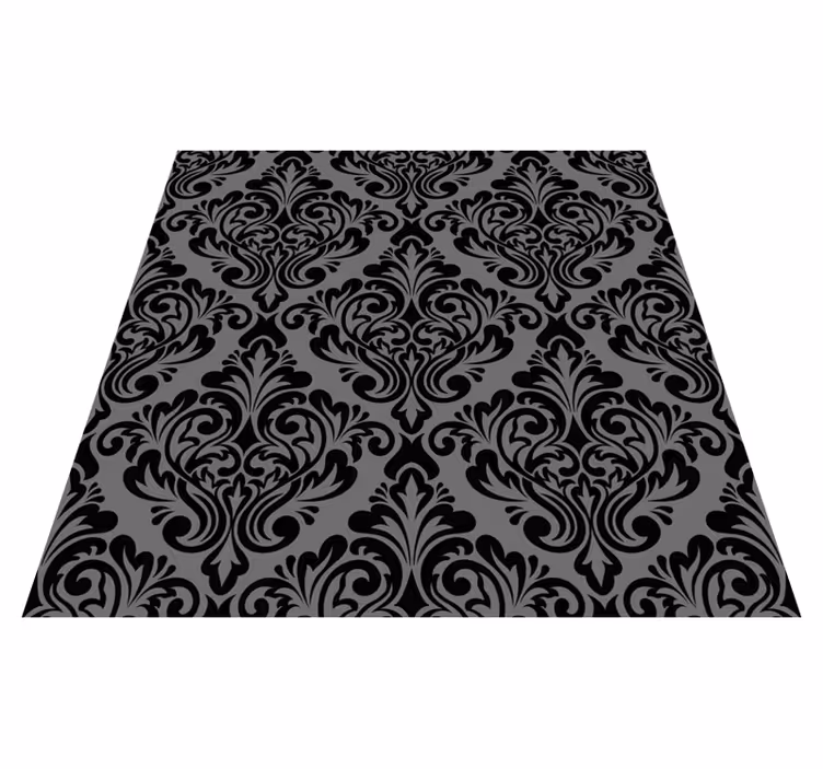 Vintage rug in black damask pattern - TenStickers