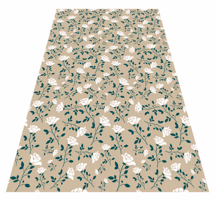 Vintage rug with white rose pattern - TenStickers