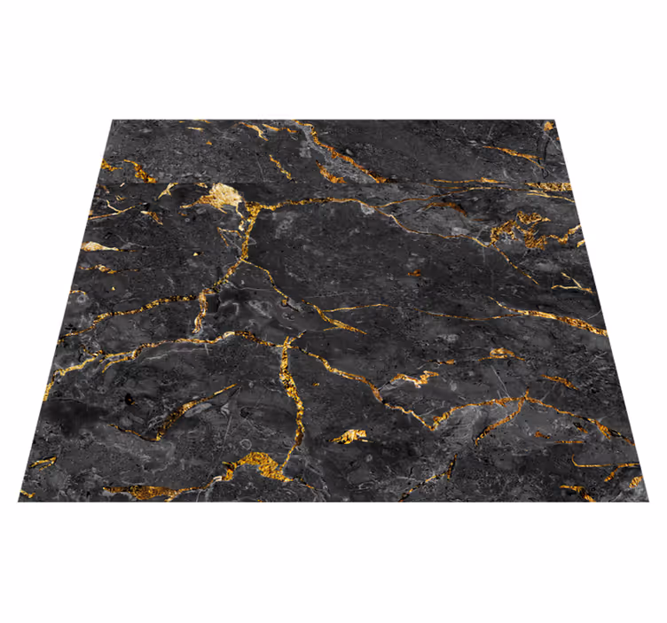 Texture rug in black gold marble design - TenStickers