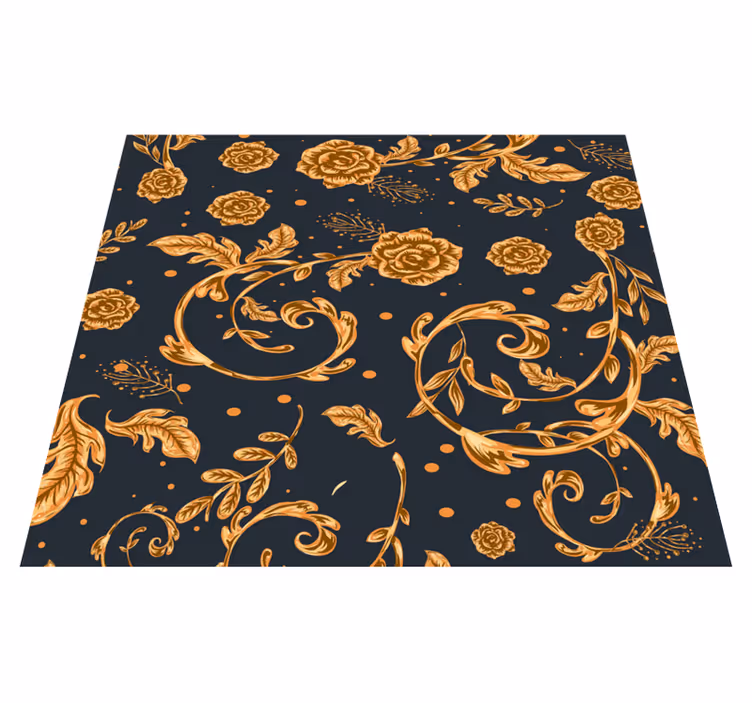 Vintage rug golden leaf design - TenStickers