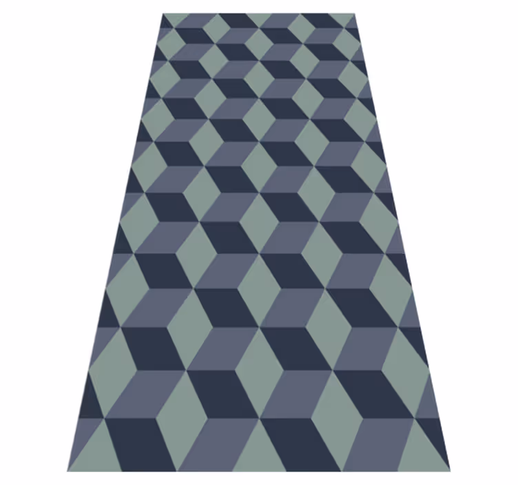 Vintage rug with retro blue cube pattern - TenStickers
