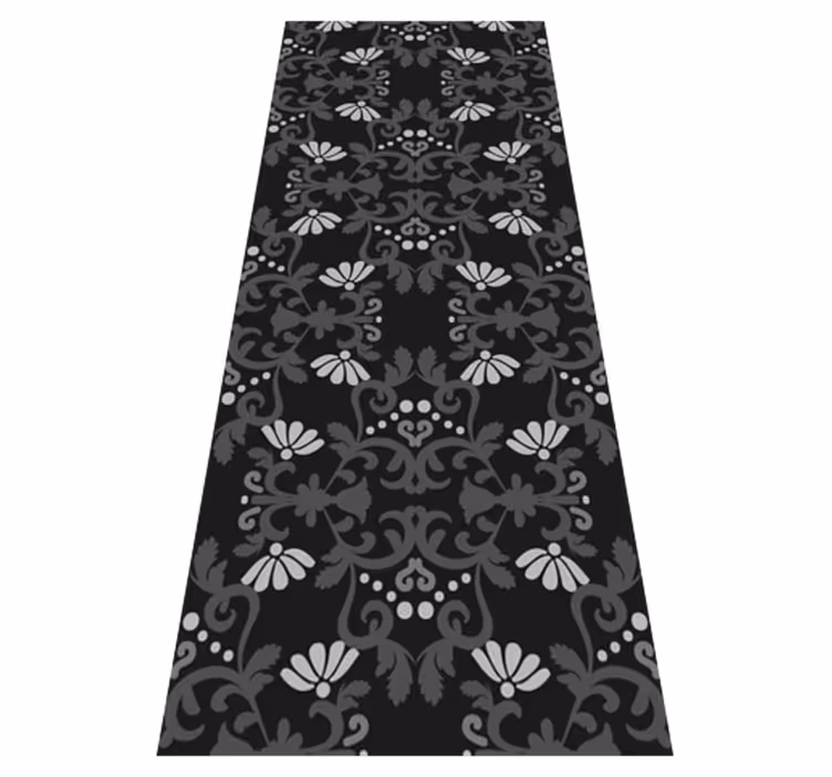 Vintage rug in black classical damask style - TenStickers