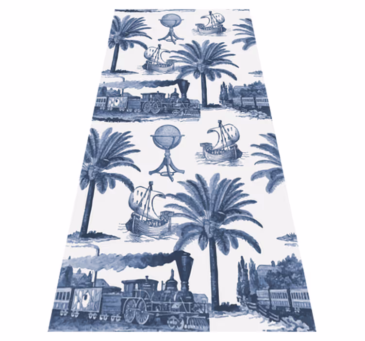 Vintage rug in french blue vintage pattern - TenStickers