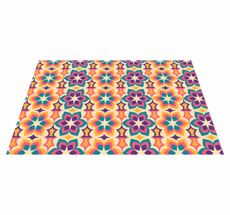 Vintage rug with 70s floral design - TenStickers