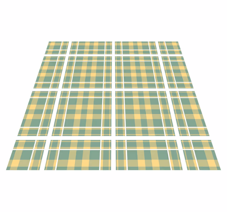 Vintage rug in yellow, green and white gingham pattern - TenStickers