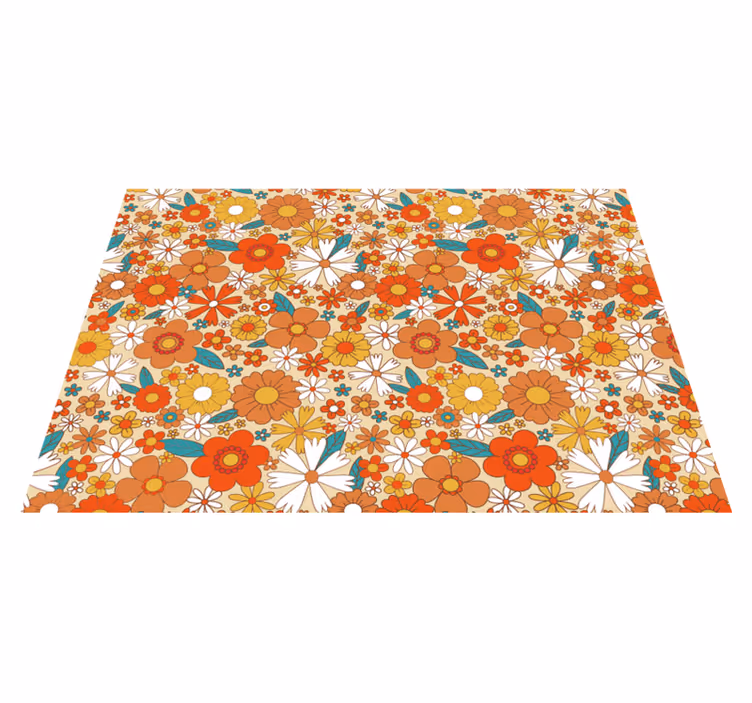 Vintage rug with multicolor 70s floral design - TenStickers
