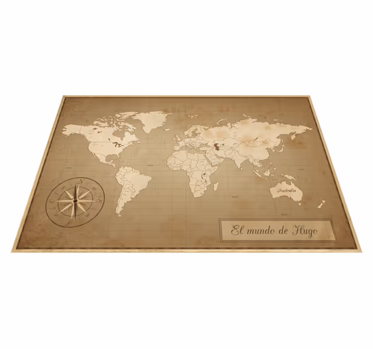 Map rug vintage world map with name - TenStickers