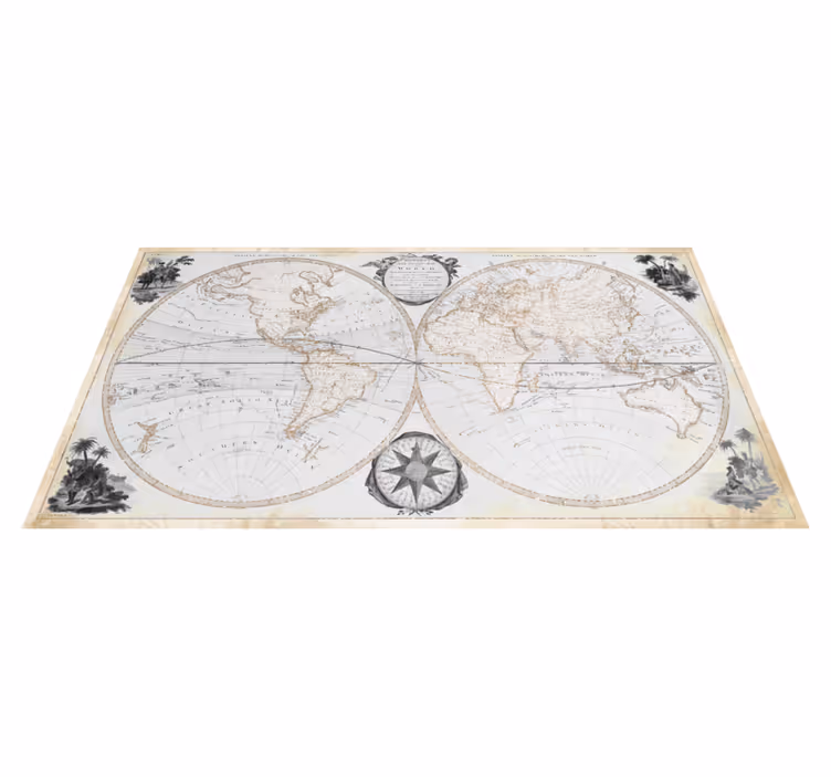 Map rug watercolor vintage world map - TenStickers
