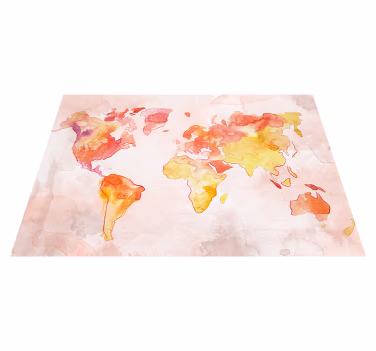Map rug pastel watercolor world map - TenStickers