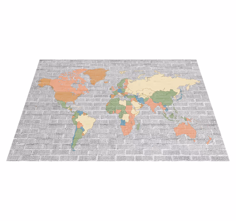Map rug stone pattern vintage world map - TenStickers