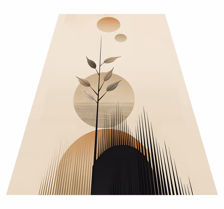 Floral rug in abstract boho plant design - TenStickers