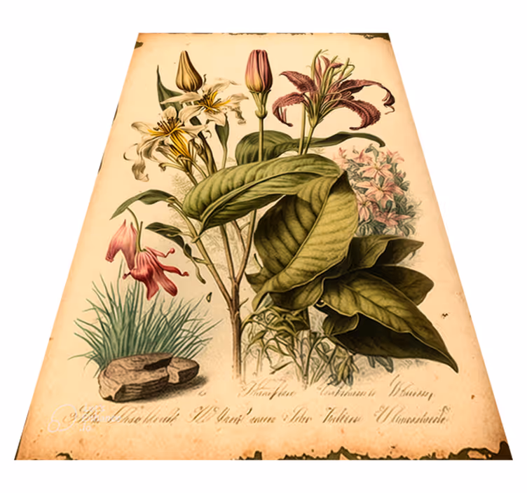 Floral rug vintage botanical design - TenStickers