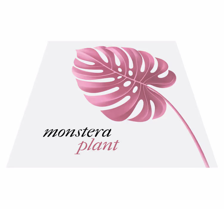 Quote rug in pink minimalist monstera design - TenStickers