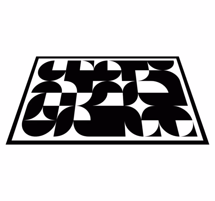 Geometric rug with black circle art pattern - TenStickers