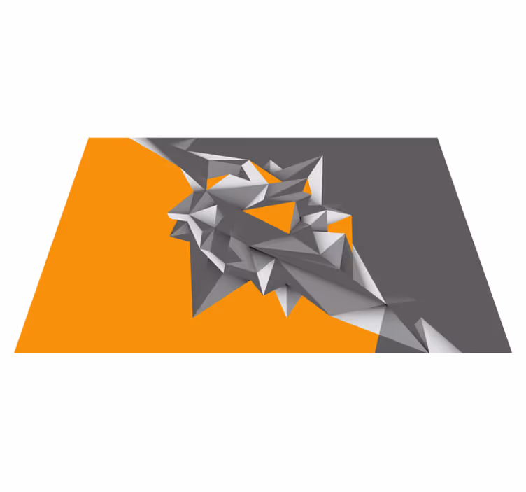 Geometric rug in gray and orange abstract design - TenStickers