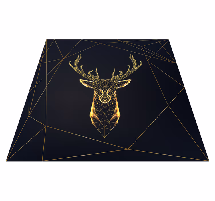 Geometric rug featuring a golden stag design - TenStickers