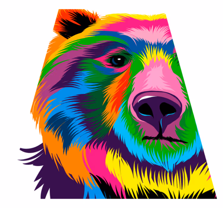 Colorful bear geometric rug - TenStickers
