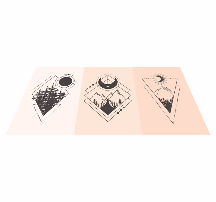 Geometric rug with tree and moon design - TenStickers