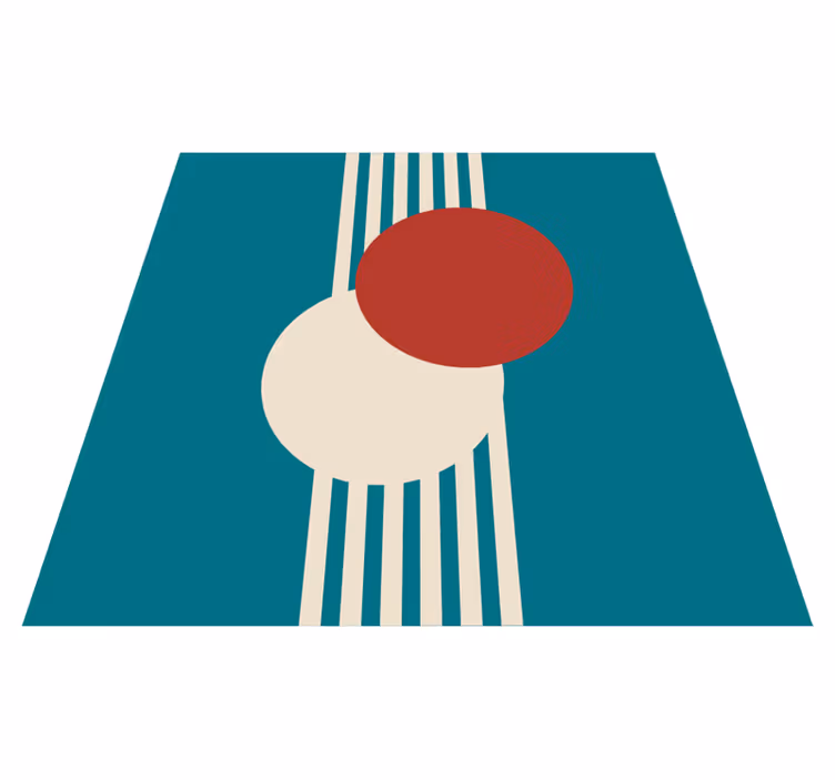 Geometric rug featuring two circles abstract art - TenStickers
